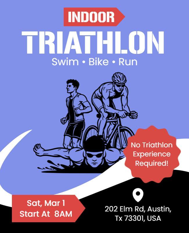 Indoor Triathlon Swim Bike Run Event Flyer Template