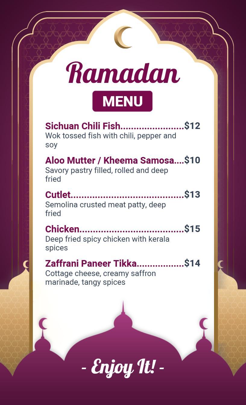 Indulgent Fried Treats and Spiced Tikka Holiday Menu Template