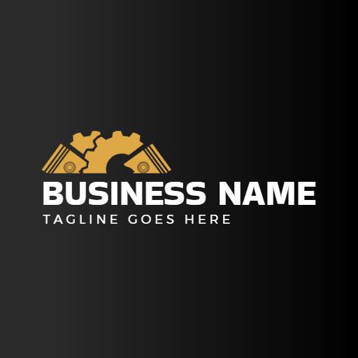 Industrial Black and Gold Gear Design for Workshop Logo Template
