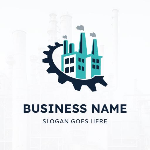 Industrial Factory Design with Gears for Manufacturing Logo Template