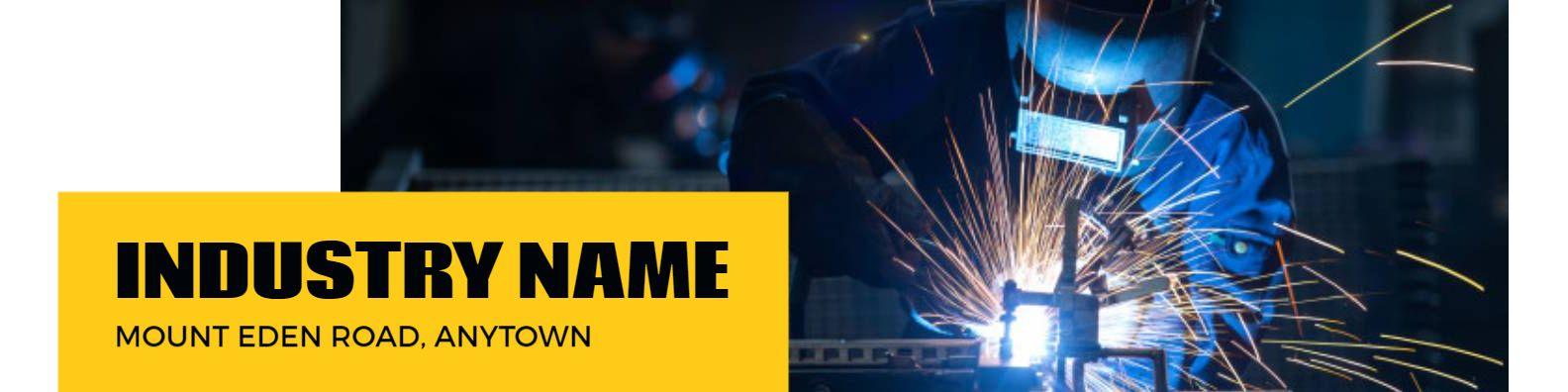 Industrial Worker Creating Sparks with Tools LinkedIn Banner Template