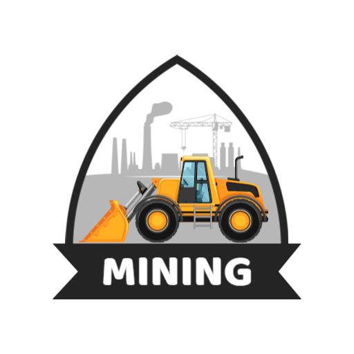 Industrial Yellow Excavator in Mining Operations Logo Template