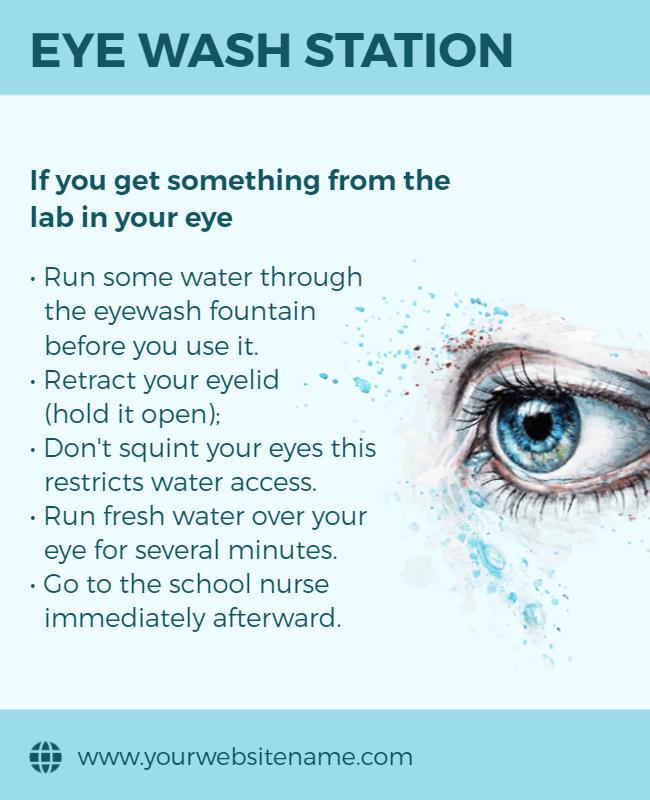 Informative Aqua Safety Procedures for Eye Wash Station Poster Template