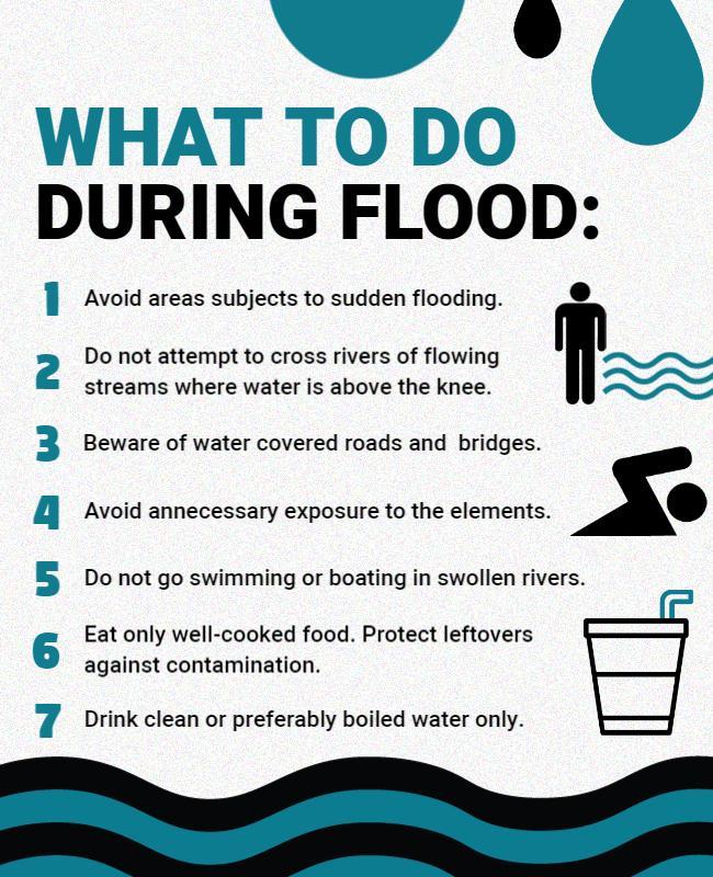 Informative Black and Blue Flood Safety Guidelines Poster Template