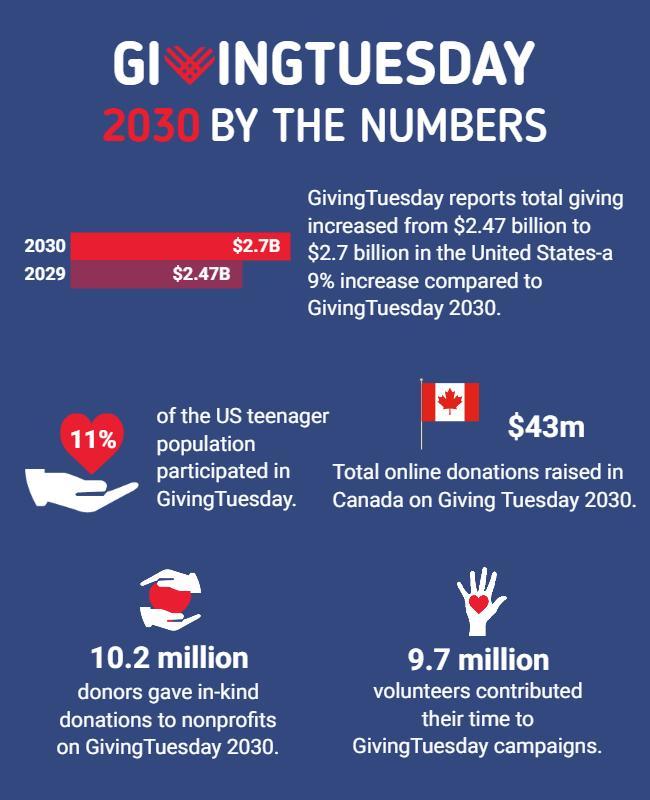Informative Blue GivingTuesday Statistics Infographic Poster Template
