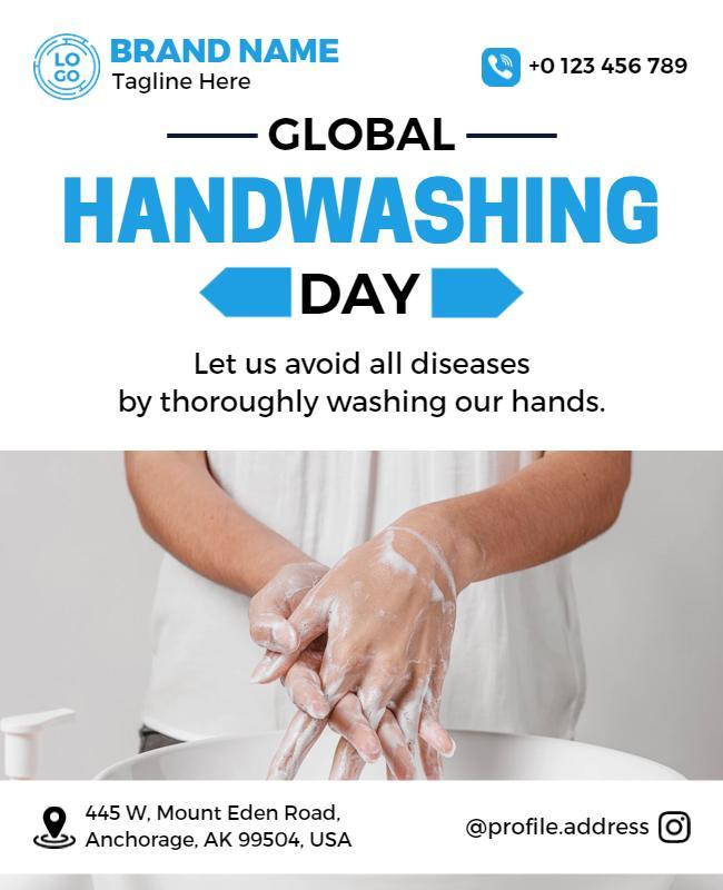 Informative Blue Global Handwashing Day Awareness Poster Template