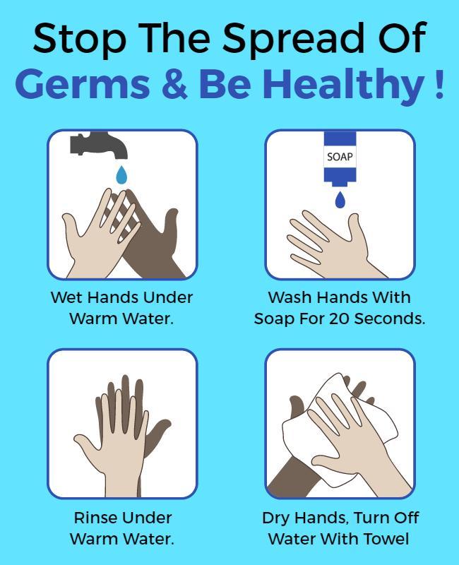 Informative Blue Handwashing Hygiene Awareness Poster Template