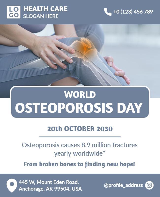 Informative Blue Health Awareness Osteoporosis Day Poster Template