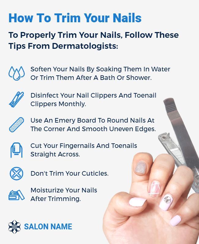 Informative Blue Nail Care Tips and Guide Poster Template