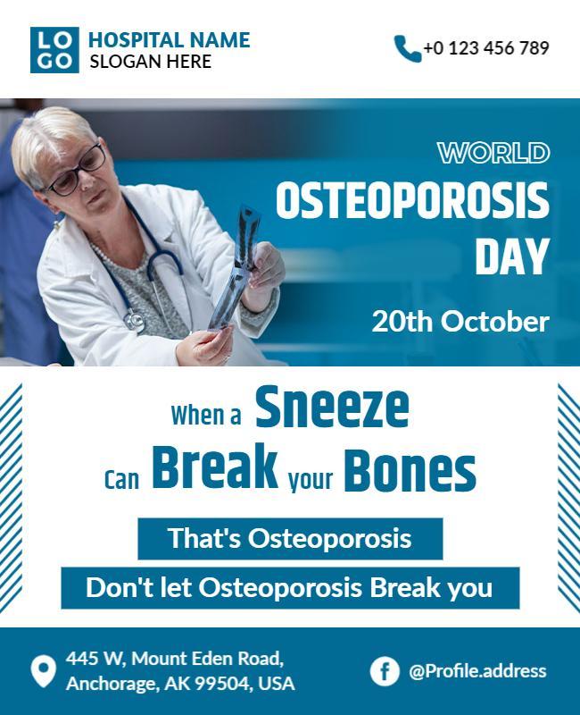 Informative Blue Osteoporosis Awareness Campaign Poster Template