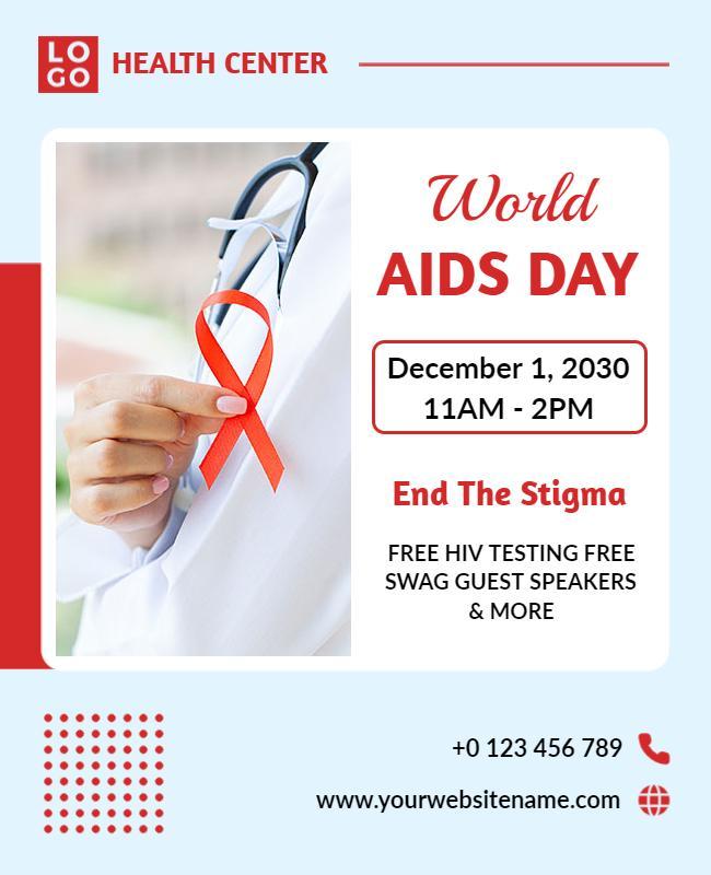 Informative Blue World AIDS Day Health Awareness Poster Template