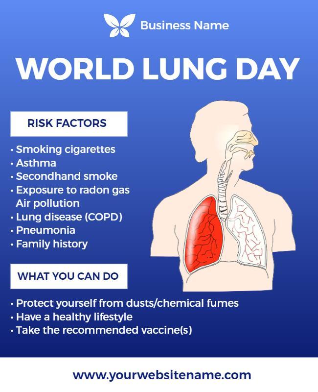 Informative Blue World Lung Day Awareness Health Poster Template