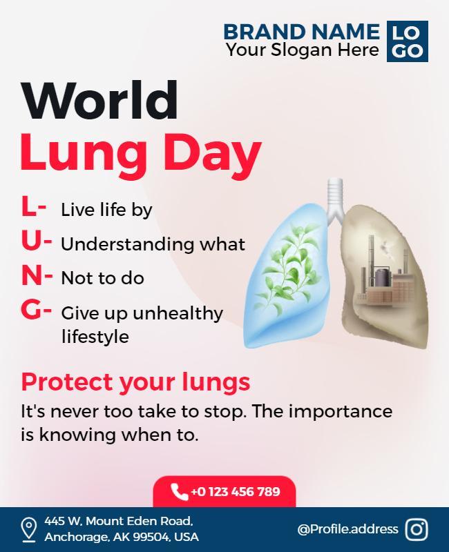 Informative Blue World Lung Day Awareness Poster Template