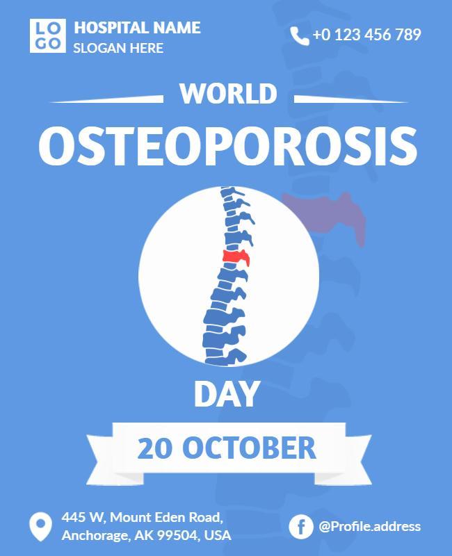 Informative Blue World Osteoporosis Awareness Day Poster Template