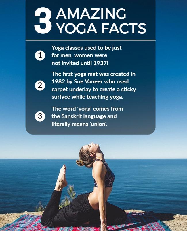 Informative Blue Yoga Facts and Wellness Inspiration Poster Template
