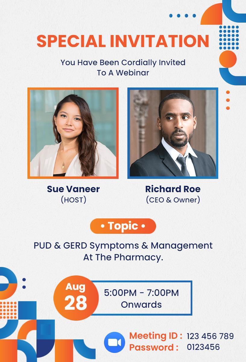 Informative Business Webinar PUD GERD Management Invitation Template