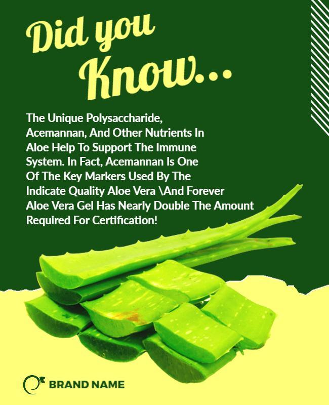 Informative Green Aloe Vera Nutrient Awareness Poster Template