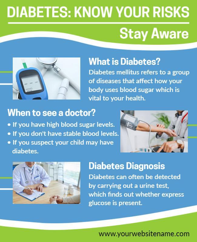 Informative Green Diabetes Awareness Health Risks Poster Template