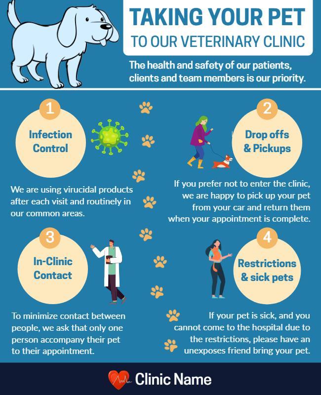 Friendly Blue Veterinary Clinic Safety Guidelines Flyer Template