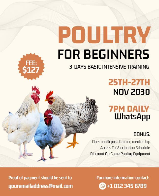 Informative Poultry Training Course for Beginners Poster Template