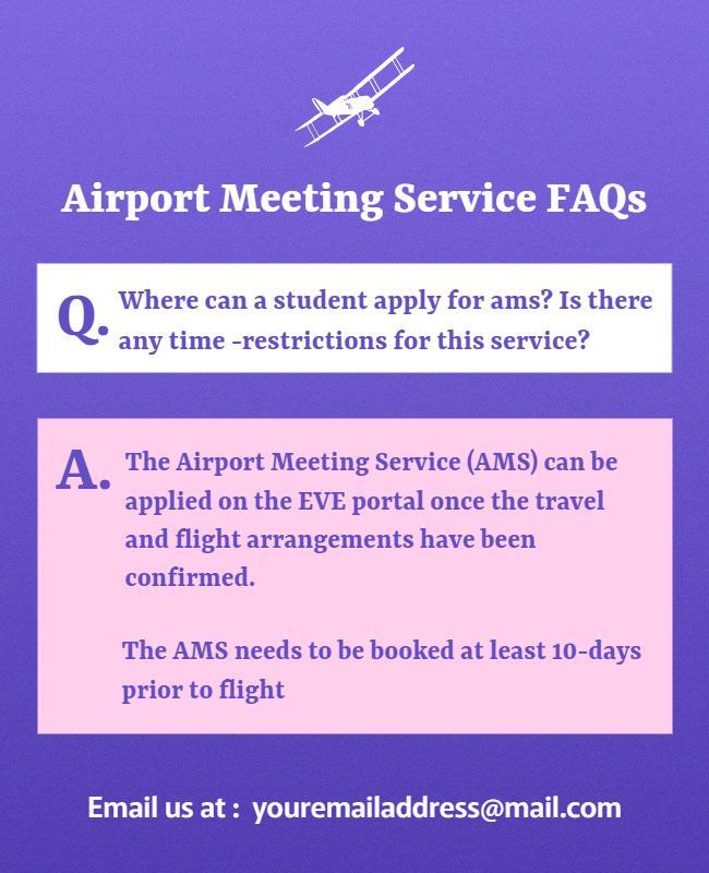 Informative Purple Airport Meeting Service FAQs Poster Template