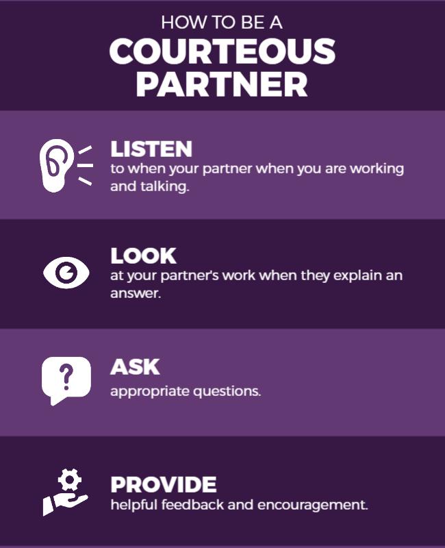 Informative Purple Guide on Being a Courteous Partner Poster Template