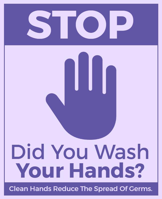 Informative Purple Hand Washing Awareness Poster Template