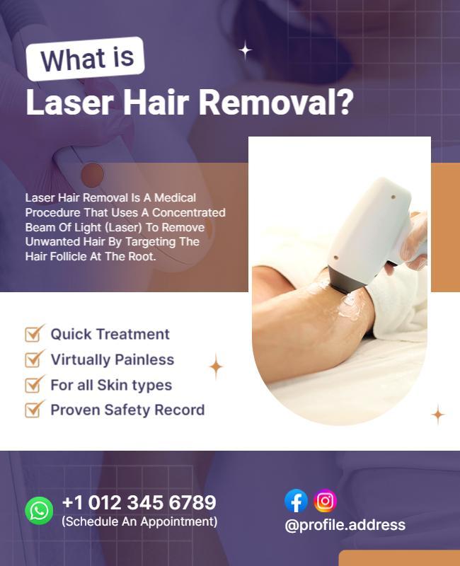 Informative Purple Laser Hair Removal Service Poster Template