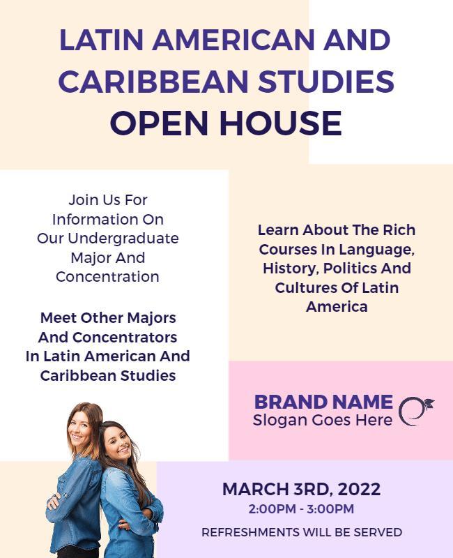 Informative Purple Latin American Studies Open House Poster Template