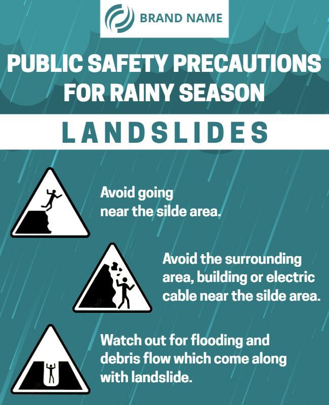 Informative Rainy Season Landslide Safety Precautions Poster Template