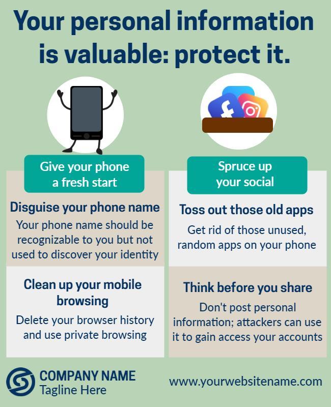Informative Tech Privacy Protection Tips Poster Template