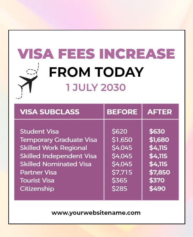 Informative Visa Fees Increase Announcement Poster Template