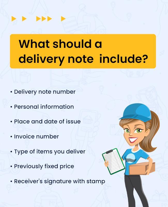 Informative Yellow Delivery Note Checklist Poster Template