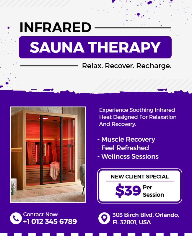 Infrared Sauna Therapy Wellness Promotion Flyer Template