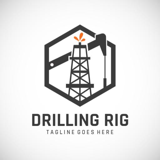 Innovative Black and Orange Drilling Rig Design with Bold Elements Logo Template