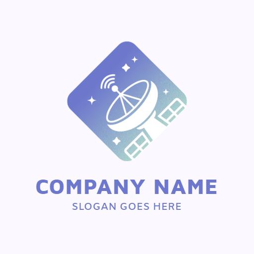 Innovative Blue and Purple Satellite Design Connecting Communication Logo Template