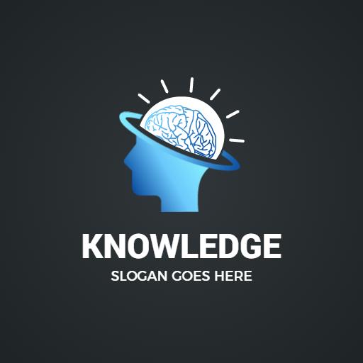Innovative Blue Brain Design Symbolizing Knowledge Logo Template