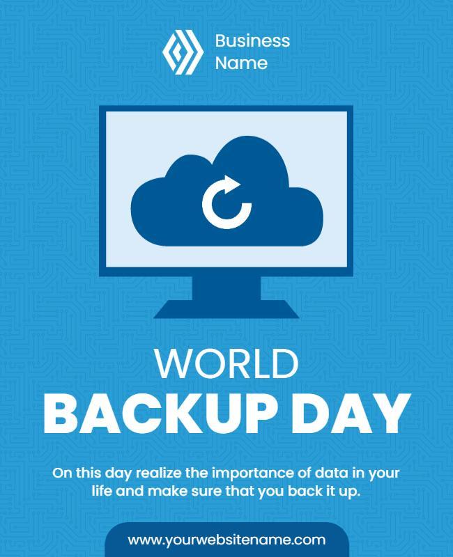 Innovative Blue Digital Data Backup Awareness Poster Template