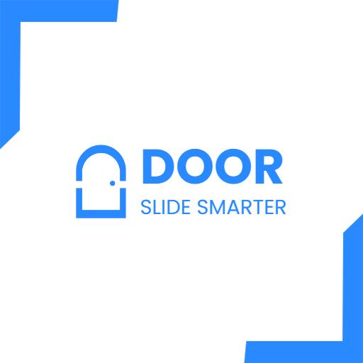 Innovative Blue Door Design Promoting Smart Solutions Logo Template