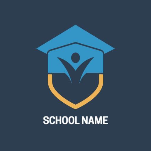 Innovative Blue Graduation Cap Design for School Logo Template
