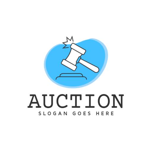 Innovative Blue Hammer Design Representing Auction Services Logo Template