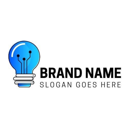 Innovative Blue Light Bulb Representing Technology Solutions Logo Template