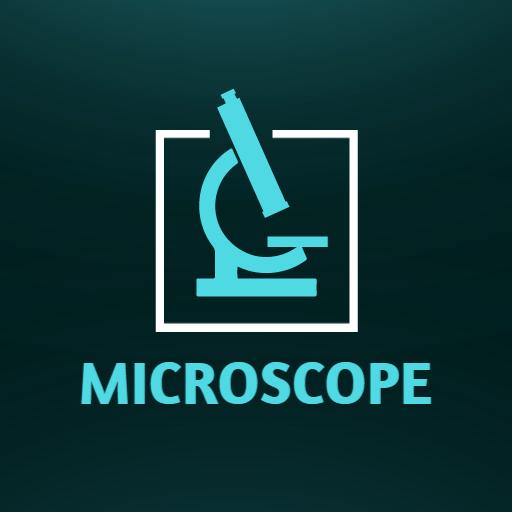Innovative Blue Microscope Design for Scientific Research Logo Template