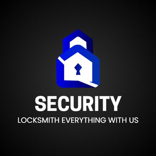Innovative Blue Security Key Design for Trusted Locksmith Logo Template