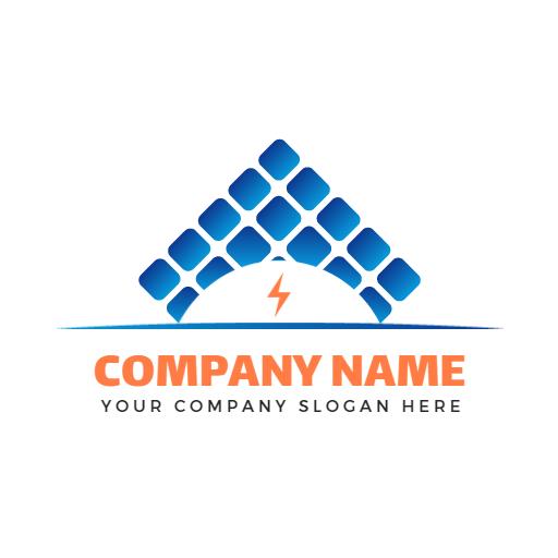 Innovative Blue Solar Panel Design with Energy Symbol Logo Template