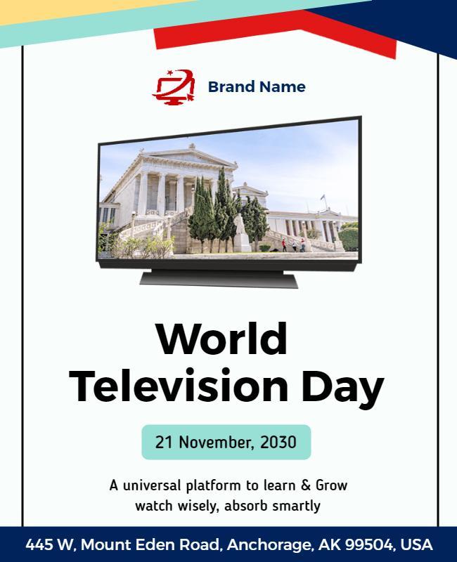 Innovative Blue World Television Day Celebration Poster Template