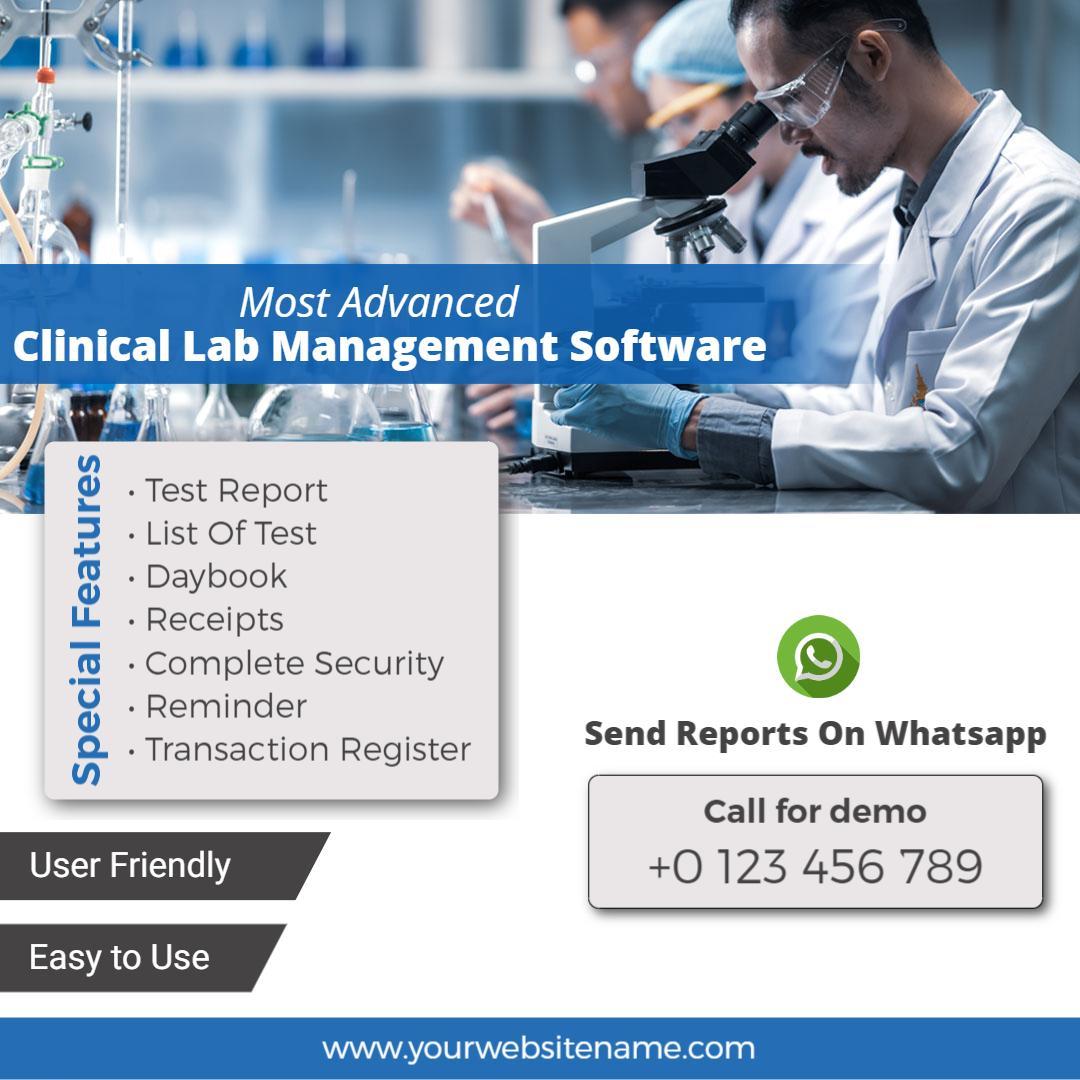 Innovative Clinical Lab Management Software Features Ad Template
