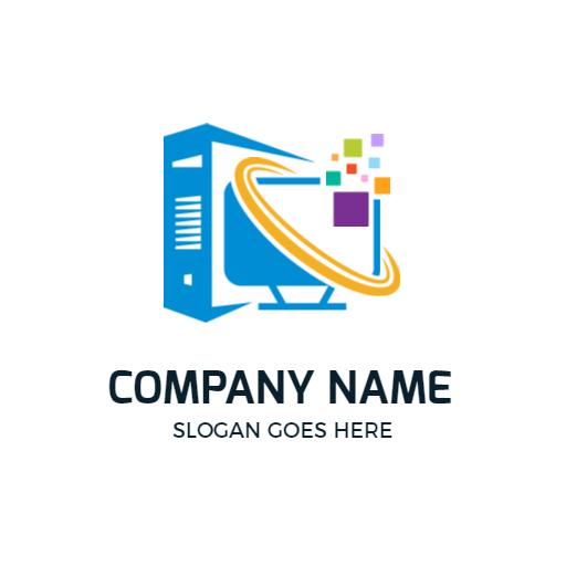 Innovative Computer Design Featuring Colorful Elements Logo Template