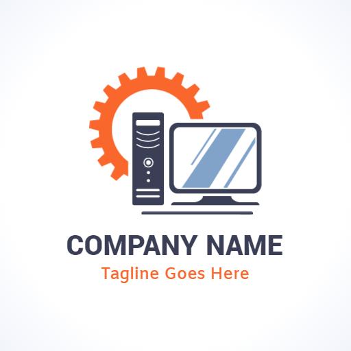 Innovative Computer Design Featuring Gear and Monitor Logo Template