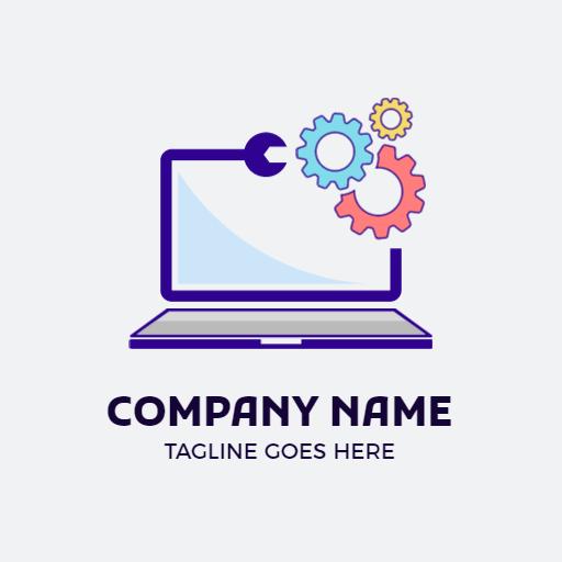 Innovative Computer Design with Colorful Gears Logo Template